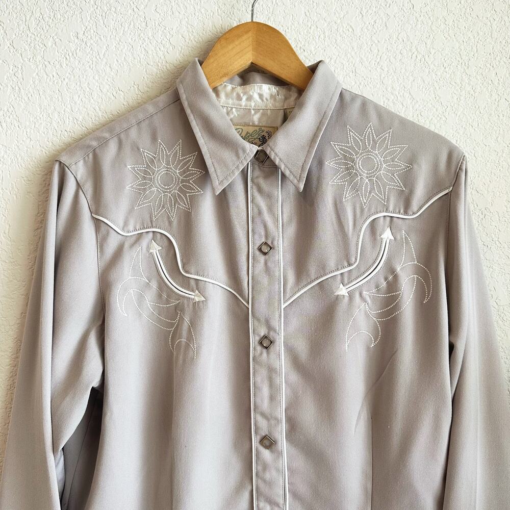 Roper Womens Pearl Snap Embroidered Western Shirt XL Rockabilly Retro Cowgirl - Picture 2 of 11